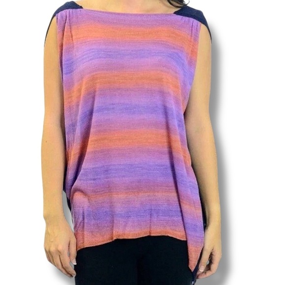 NWT Elizabeth and James ‘Space Sky Hi-Low Knit Pullover’ Top in “Navy Multi” XS - Picture 1 of 15
